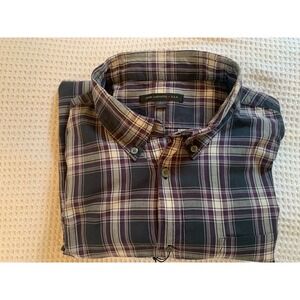John Varvatos Men`s Blue Purple Button Up Plaid Long Sleeve Shirt / Size X-Large